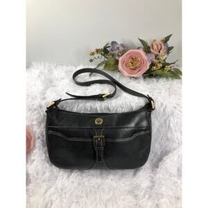 Aigner Black Pebbles Leather Crossbody Bag Outer Pocket inside Compartment